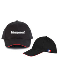 Casquette Echappement noire avec un liseré rouge